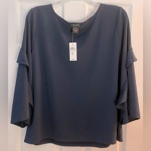 NWT Ladies pull over dress shirt blouse from ANN TAYLOR Factory.  XL. Navy blue!